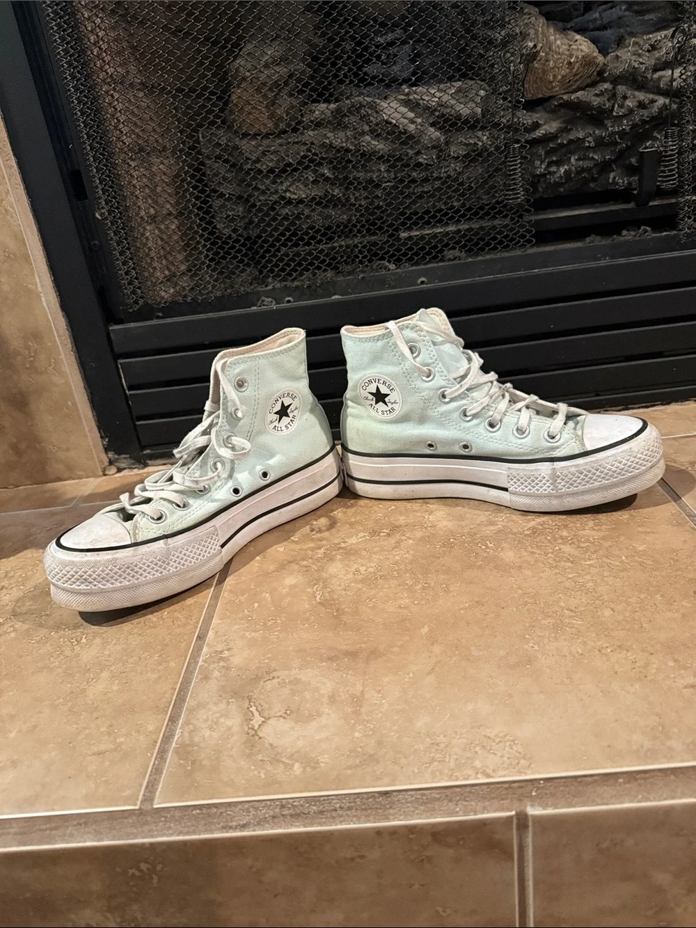 Converse High Top Sneakers in Mint Green Canvas - Picture 2 of 3